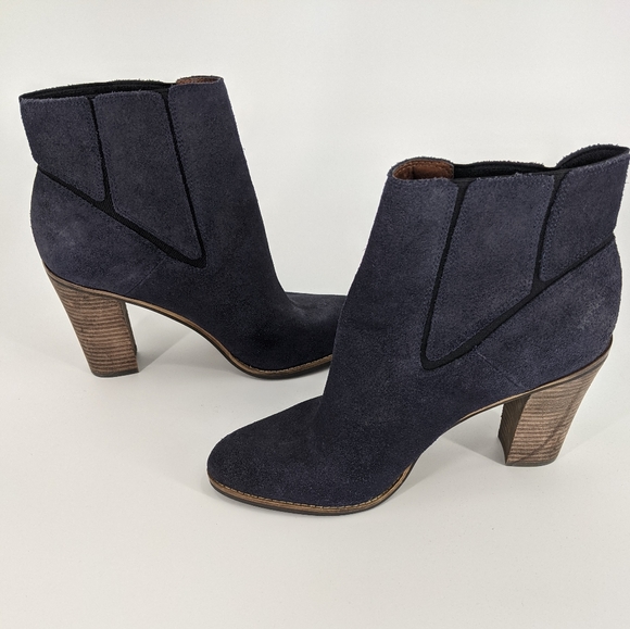 Lucky Brand Blue Suede Maldee Heeled Ankle Boots - Picture 3 of 7